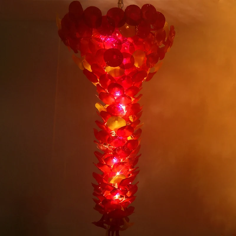 

Modern Flower Design Crystal Chandelier Hand Blown Glass Art Chandelier Light for Lobby Entrance Decoration
