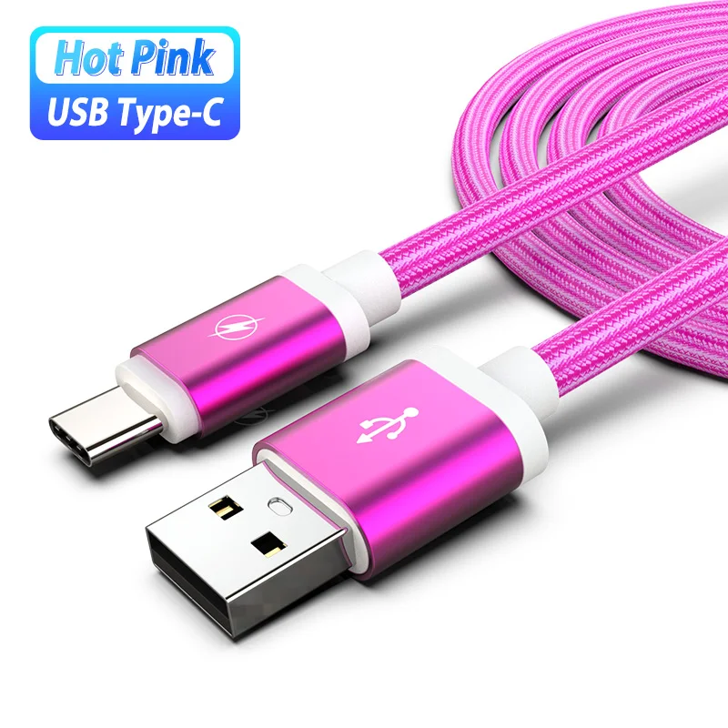 Кабель Usb type-C 2 3 метра type-C Cavo Tipo C для samsung Galaxy Note 10 Note10 One Plus 7 Pro для Xiaomi mi A3 9 Red mi Note 8 - Цвет: hot pink