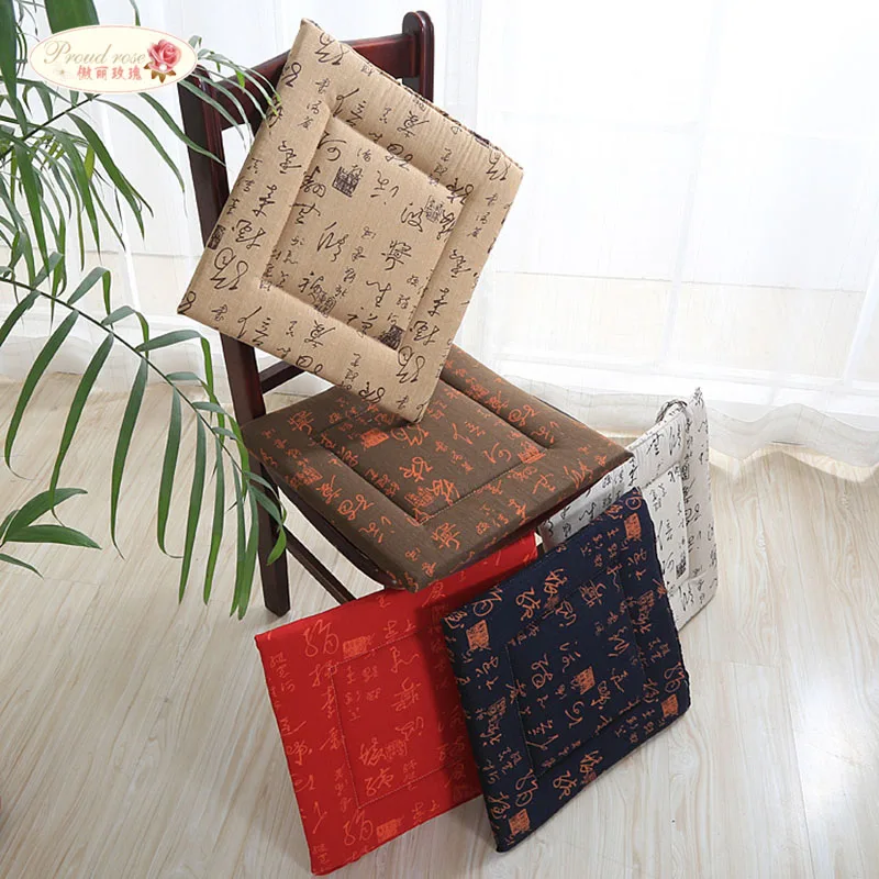 

Proud Rose Chinese Linen Seat Cushion Chair Cushion Bottom Coussin Winter Thick Chair Cushions Hotel Office Chair Cushion
