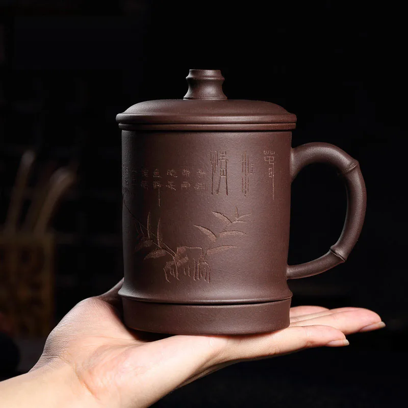 Исин фиолетовая глиняная рудная чашка с гравировкой пейзаж четыре чашки с чайным фильтром лайнер офисная чашка