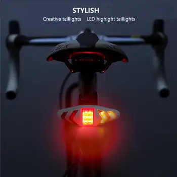

Bicycle LED Warning Taillight Wireless Remote Control Mountain Bike 2-in-1 Turn Signal Taillight USB Riding Light Lamp S3