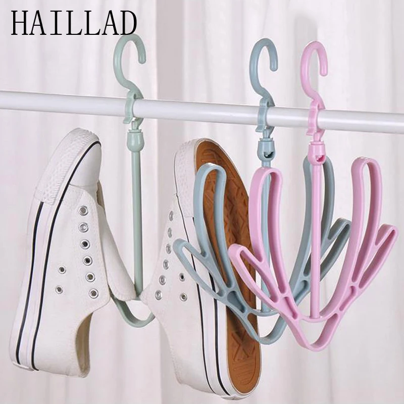 2pcs Double Hooks Shoes Drying Rack Plastic Organizer Household Shelf Shoe Rack Stand Hanger