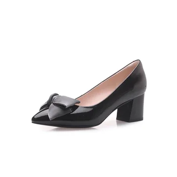 

Age season in 2019 new product thick with high pointed mouth shallow single shoe female 33-43