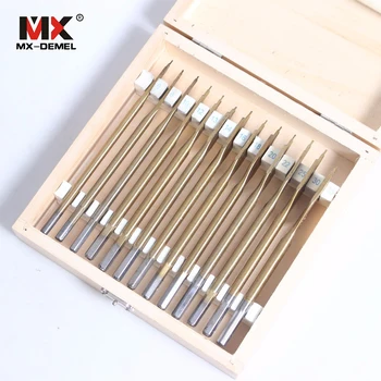 

MX-DEMEL 13 pcs/set Flat Spade Drill Bits Set Titanium Coating Wood Boring Bit 1/4" Hex Shank Woodworking Power Tool Accessories