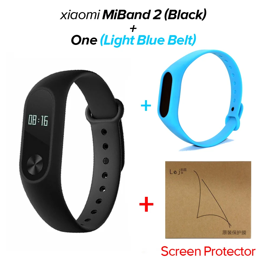 Xiaomi mi Band 2 mi band 2 фитнес-трекер монитор сердечного ритма OLED дисплей тачпад Bluetooth 4,0 для Android IOS - Цвет: Light blue with Film