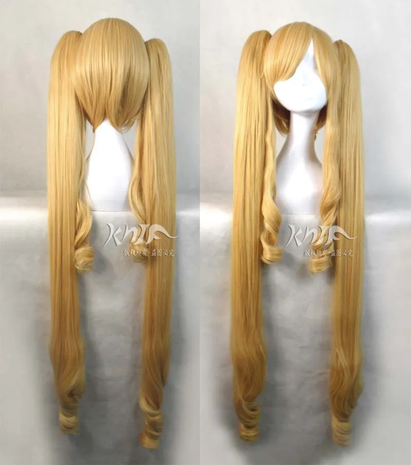 

MIKU split tiger clip beauty girl Warrior cosplay wigs 120cm golden Beautiful Heat Resistant Synthetic Long straight Wigs
