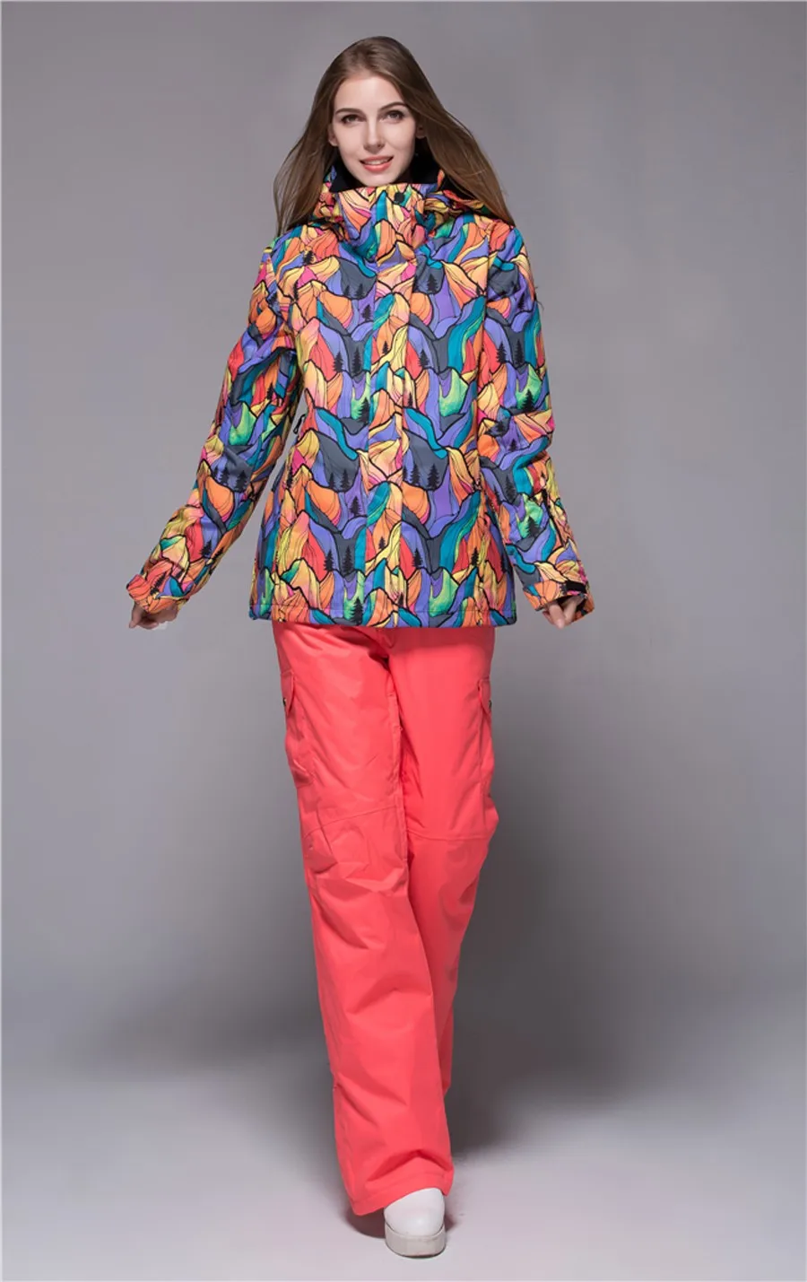 Gsou Снежный профессиональный лыжный костюм Женская лыжная куртка женские зимние водонепроницаемые штаны для сноуборда+ Лыжная куртка уличные костюмы для сноуборда