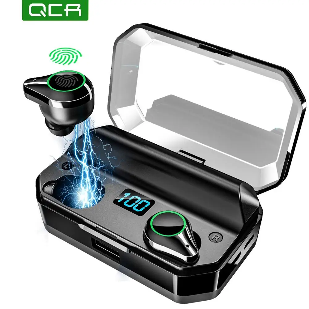 

QCR 5.0 TWS Bluetooth Earphones 9D Stereo HiFi Wireless Headphone IPX7 Waterproof 7000mAh Power Bank With Microphone Touch Key