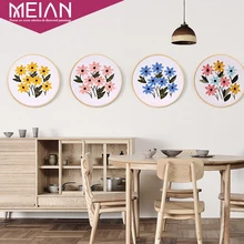 Meian... nueva venta "flor" bordado con aros Cruz puntada bordado círculo conjunto para arte manualidades costura práctica decoración de Navidad(China)