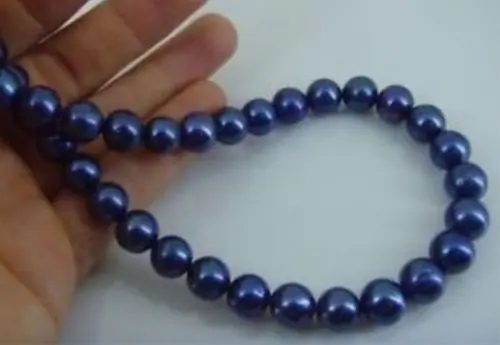 

Free Shipping >>WHOLESALE AAA+10-11mm Black BLUE SOUTH SEA Pearl Necklace 18" 14K Gold Clasp