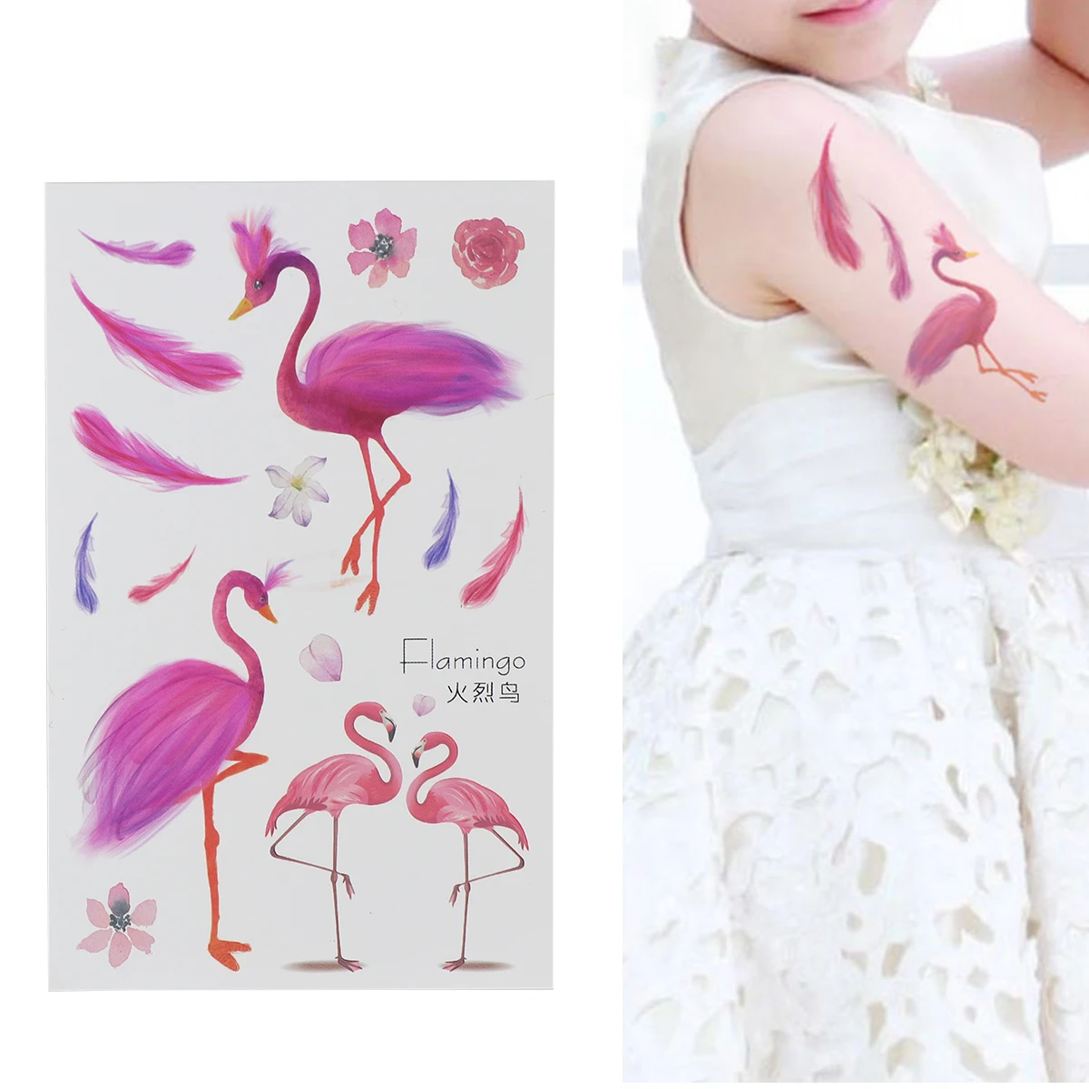 

6pcs Waterproof Flamingo Tattoo Stickers Creative Environment Protection Body Temporary Tattoo