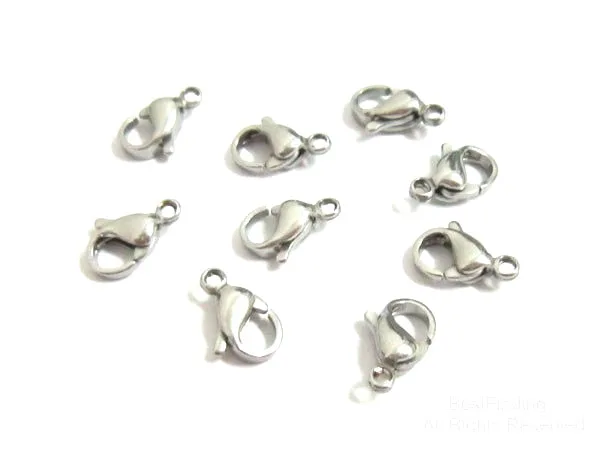 

12mm Stainless steel lobster clasp 12mm lobster clasp natural color