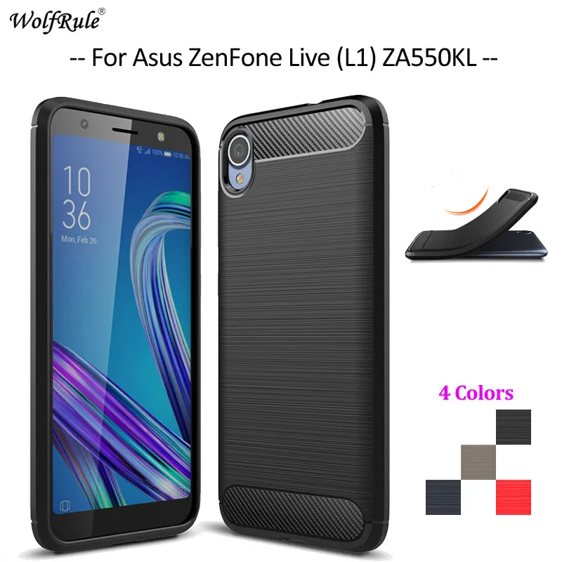 Чехол для телефона из углеродного волокна Asus ZenFone Live (L1) ZA550KL мягкий чехол ТПУ