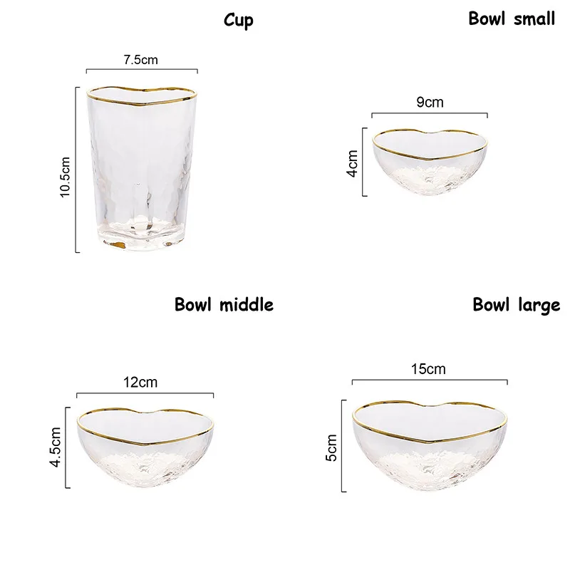 Столовые приборы обеденная тарелка стеклянный поднос салатник в форме сердца блюдо Bestek с золотым краем кружка контейнер столовая посуда прозрачная васильковая миска