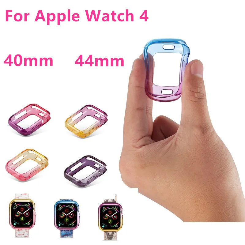

New Soft TPU cover for Apple Watch case 44mm 40mm Fall resistance Colorful Full Protection case Accessories for IWatch 4 coque