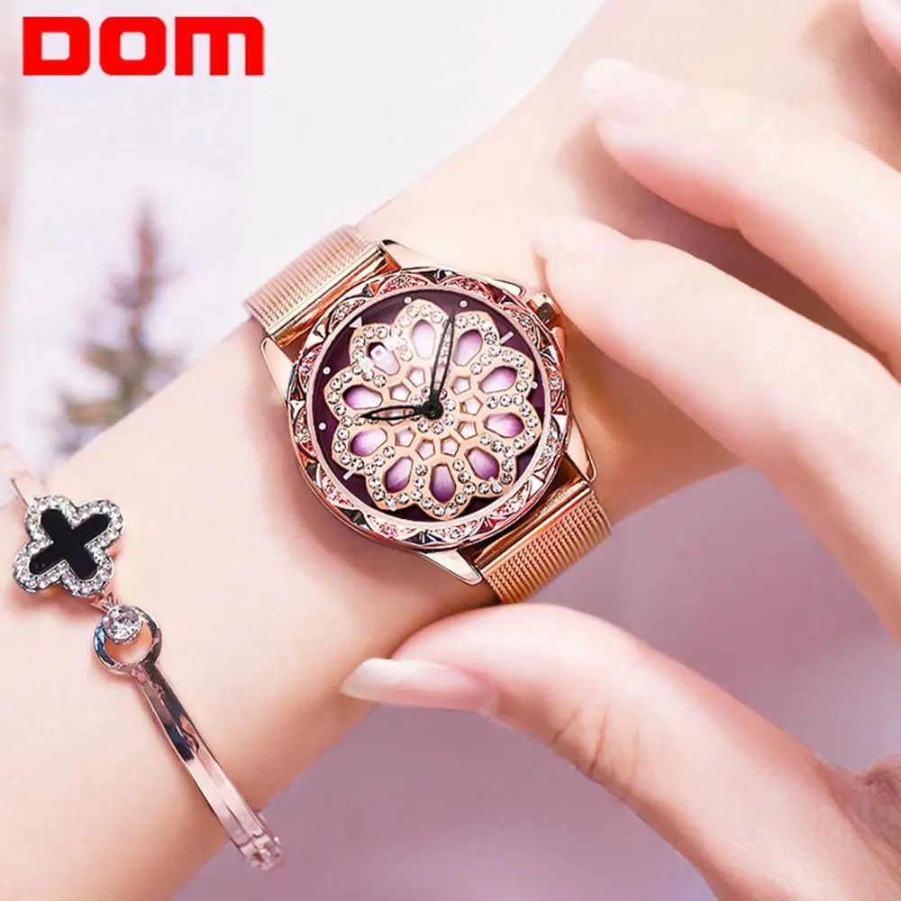 

DOM Gold Watch Women Quartz Watches Ladies Top Brand Crystal Luxury Female Wrist Watch Girl Clock Relogio Feminino G-1257GK-9MS