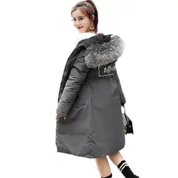 2018 г. зимние женские пальто меховой воротник теплая длинная куртка Женский 3XL верхняя одежда с капюшоном куртка дамы chaqueta feminino G048