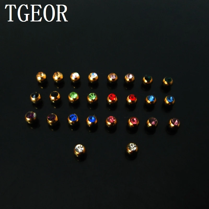 

Hot wholesale body jewelry parts 100pcs mixed 13 colors 1.2*3mm plated gold gem crystal stone jewelry ball free shipping