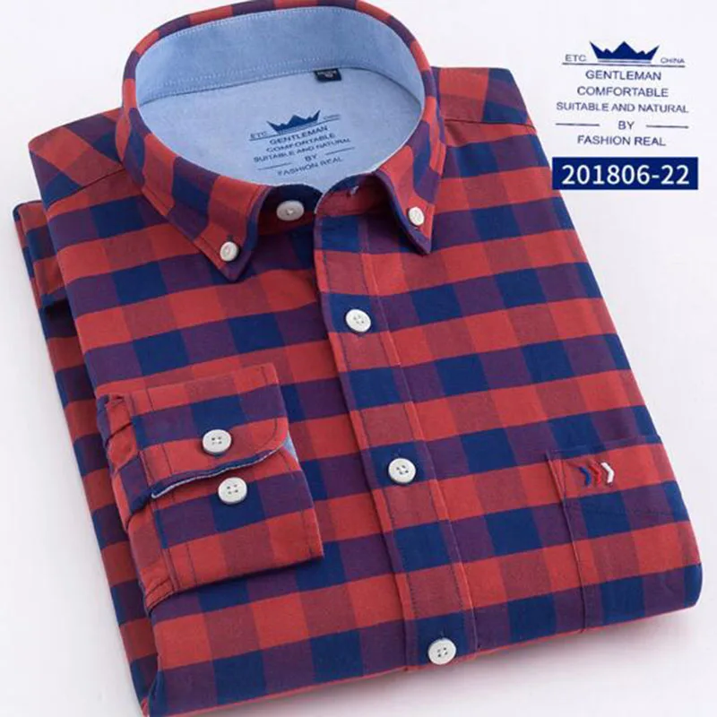 Enngland/мужские однобортные рубашки с отложным воротником и длинными рукавами Camisa, Оксфордские хлопковые дышащие рубашки в клетку