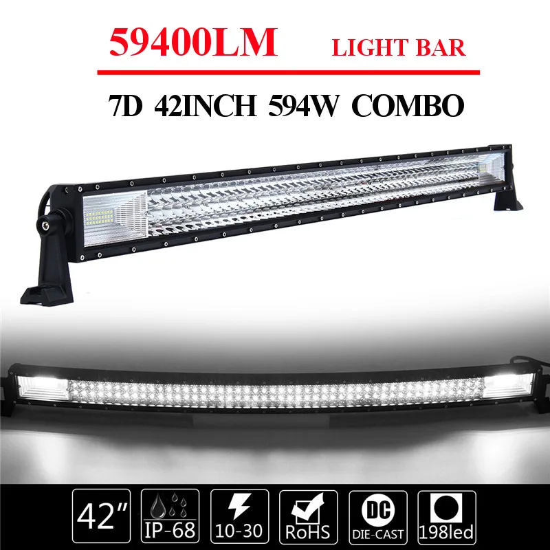 

Hot Curved LED Work Light TRI-ROW 42Inch 1080W Combo Bar Offroad Lamp Car Headlight Bar Black Shell universal For Truck For Jeep