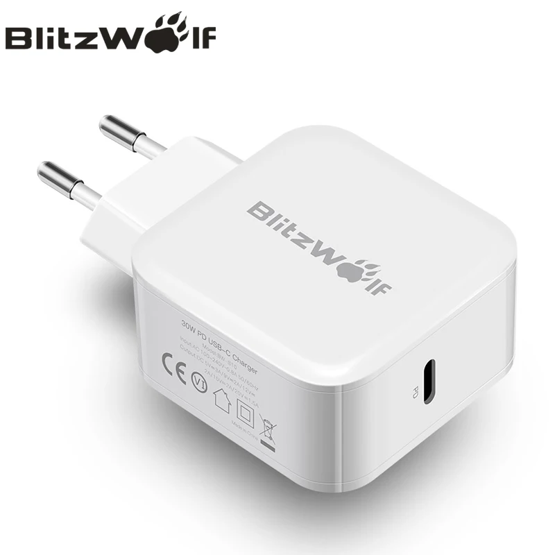 Продажа BlitzWolf font b usb b font type C PD 30 Вт Быстрая зарядка мобильного телефона настенное зарядное устройство адаптер для iPhone 11 Pro X Max Macbook смартфон