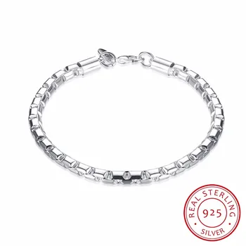 

Lekani Men's Fine Jewelry 4mm Round Chains 20cm 925 Sterling Silver Bracelets Bangles Pulseiras De Prata Male Gift Free Shipping