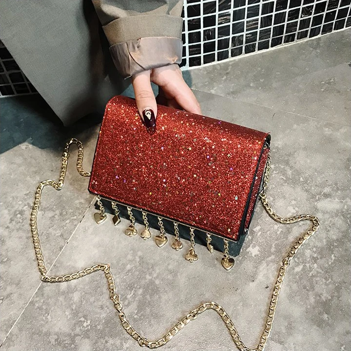 FGGS мини сумка Bling женская с кисточкой блёстки вечерняя сумочка Сумочка цепь через