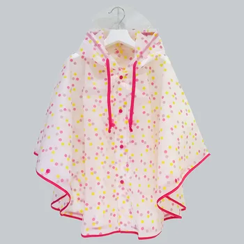 

Child EVA Dot Print Poncho Transparent Rainwear Travel Rain Tools for Hiking At Outdoor Children Universal Raincoat YY014