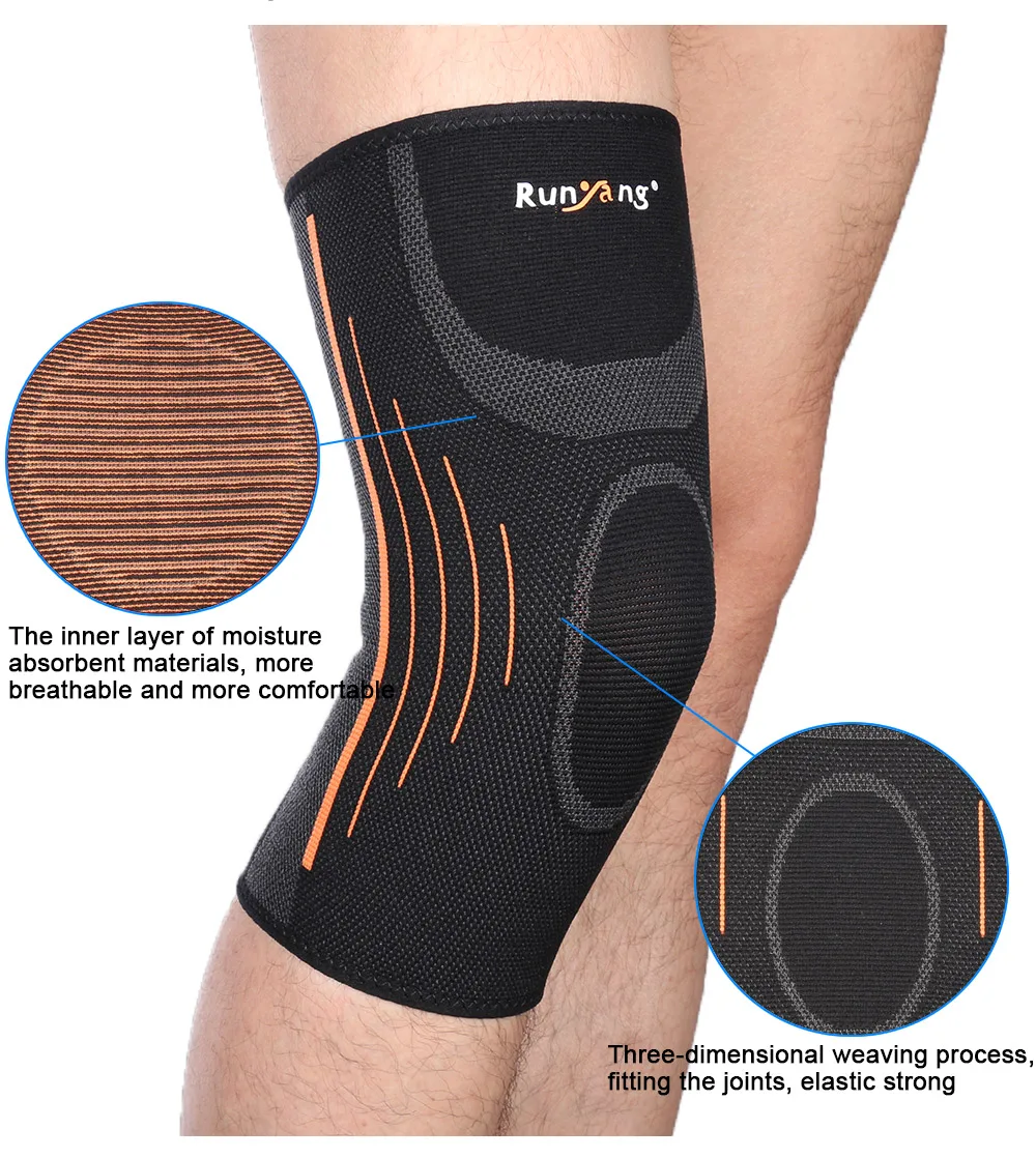 

A11 Black Classic Knee Support Brace Protector Breathable Sport Tennis Cycling Knee Pads Relief Prevent Knee Support Brace