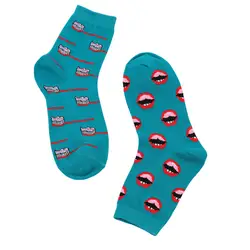 Женские носки Харадзюку зубы и зубная щетка печати согреться хлопок скейтборд носок удобные тапочки забавные носки