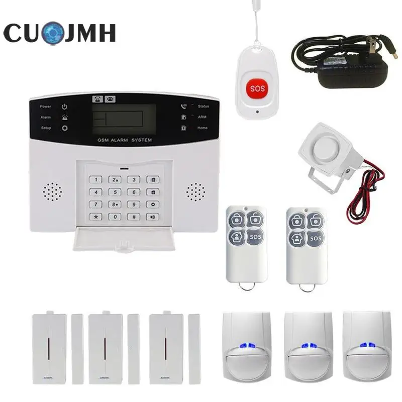 

1 Set Lcd Wireless Smart Voice Home Gsm Burglar Alarm Intercom Remote Control Autodial Siren Sensor System Alarm Host