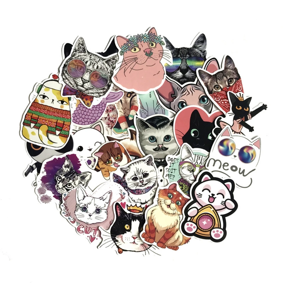 50Pcs/lot Animal Pet Stickers Kawaii Cat Stickers Kids Toys Luggage Laptop Waterproof Motorcycle Skateboard Graffiti Sticker Toy
