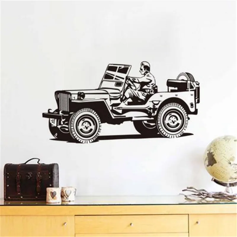 

Fashion Design Army Truck Vinyl Wall Decals For Kids Room Self Adhesive Art Wall Stickers Home Decor High Quality