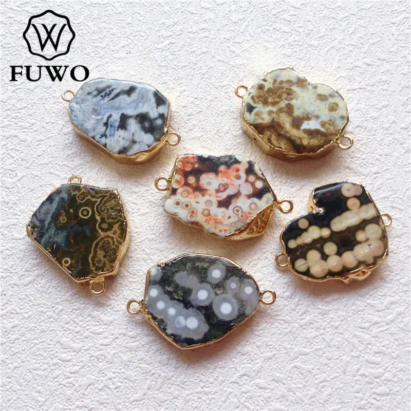Нестандартный драгоценный камень FUWO Ocean Jaspers заполненный 24-каратным золотом