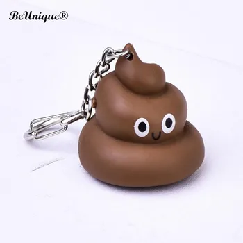

Spoof Poo-poo Led Keychain Pendant kuso feces Vocalise Toys Emit light Key ring Fools Day Halloween Party Joke gifts Wholesale