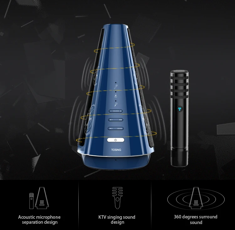 Беспроводной микрофон для караоке TOSING T08, Bluetooth динамик, отдельно разработанный 3D стерео 20 Вт аудио для встреч и небольших встреч