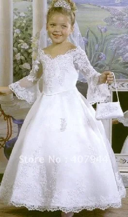HOT SELL satin flower girl dress with beading lace | Свадьбы и торжества