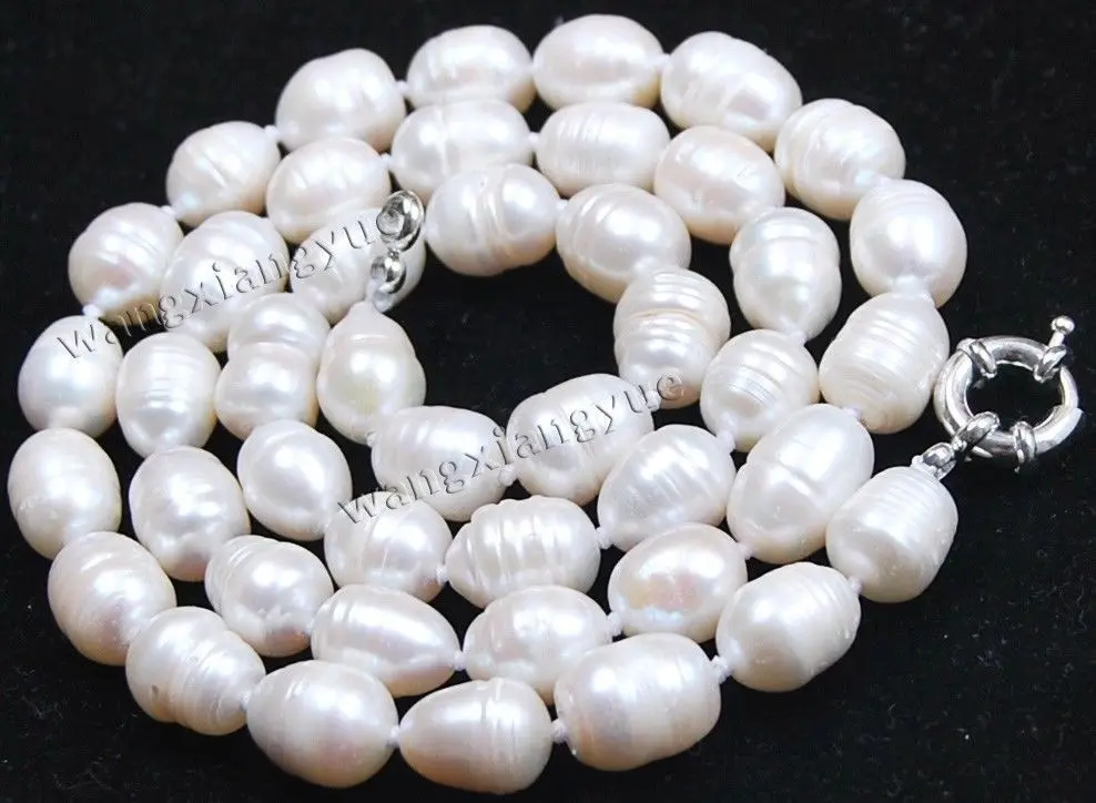 

FREE shipping> >>>>Long 10-11MM Rice White akoya cultured pearl Beads Fashion necklace 6.07