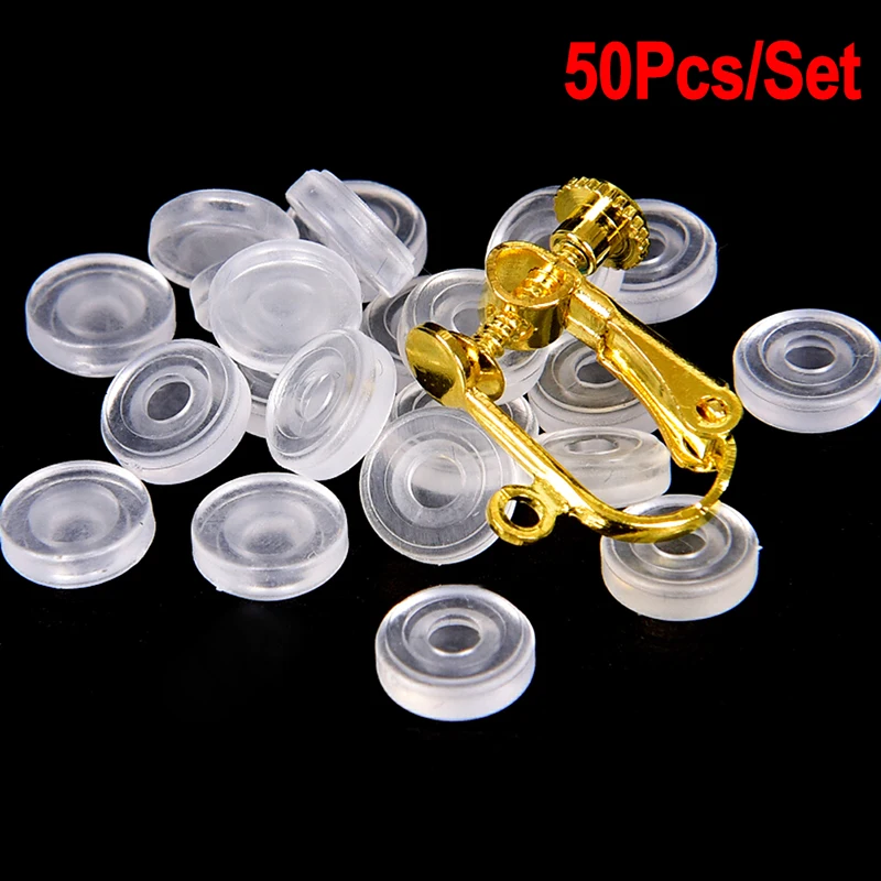 50Pcs Anti-Pain Earrings Pad Ear Clip Silicone Cushions DIY Jewelry Findings