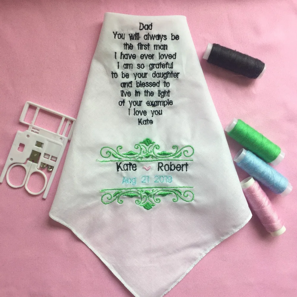 

Custom Wedding Handkerchiefs for Father of the Bride, Embroidered Wedding Hankies for Bride Father, Wedding Gift to Bride Father