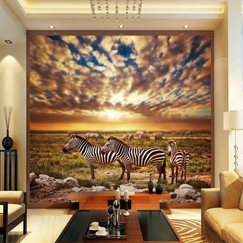 Custom Mural HD High Definition Africa Grassland Zebra ...