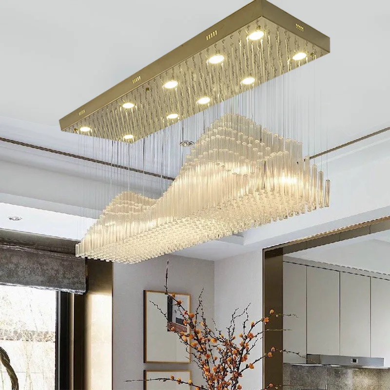 Modern Crystal Chandelier Lights Fixture Ice Mountain LED Ceiling Suspension Hang lamp Living Room Light Dimming Lustre Lamp (3)