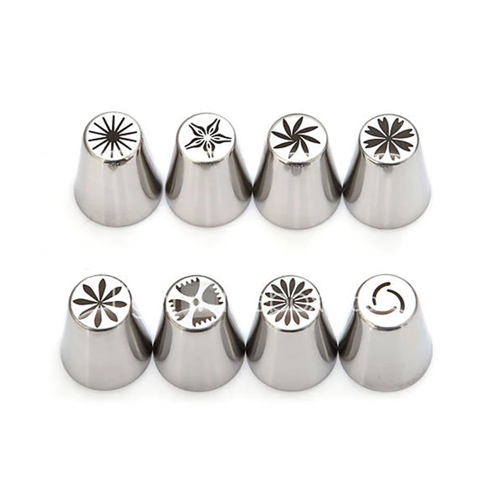 

VOGVIGO 8pcs/set Stainless Steel Flower Icing Piping Nozzles Pastry Nozzles Tips Set DIY Cream Cake Decorations