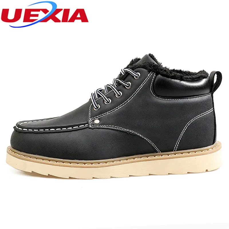 

UEXIA Handmade Sewing Ankle Botas Tacticos Zapatos With Warm Fur Snow Footwear Fashion Male Rubber Winter Ankle Boots Men Shoes
