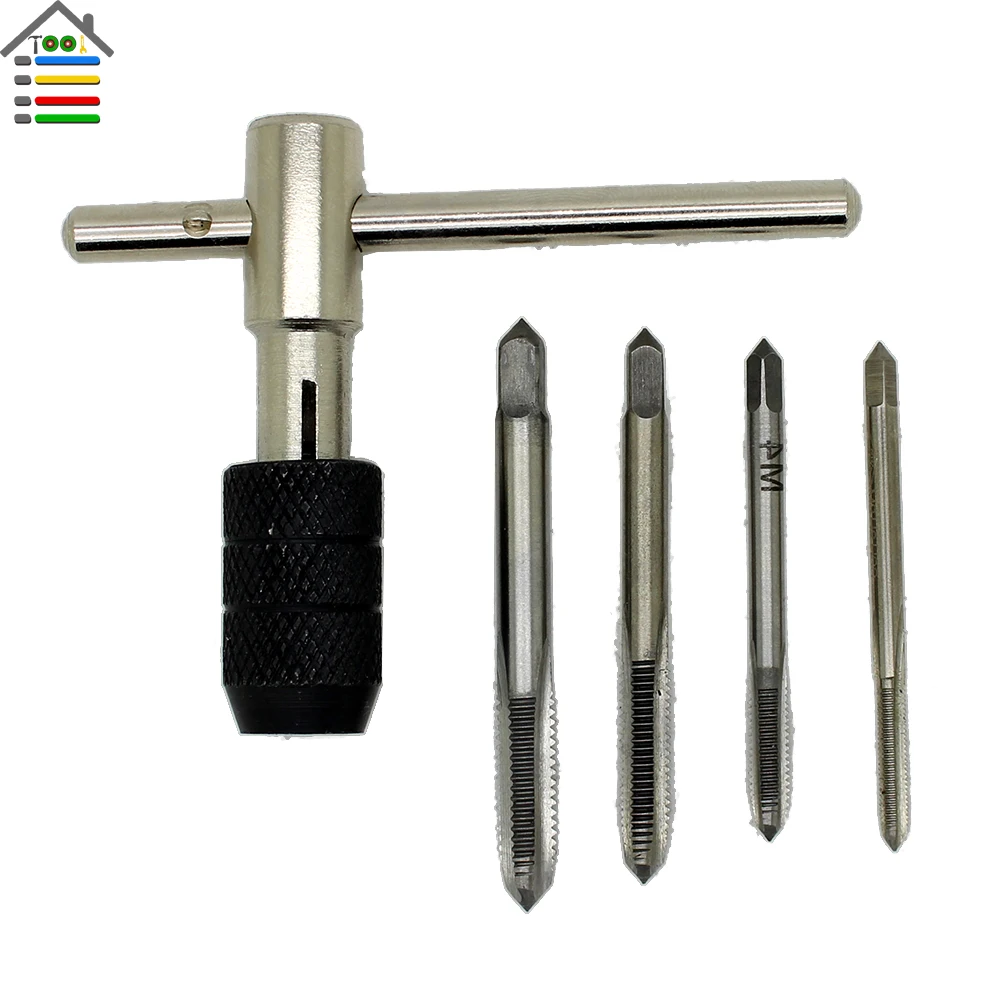 5pcs/Set T Type Machine Hand Screw Thread Taps Reamer M3/M4/M5/M6 Tap