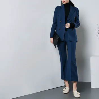 

Customized new fashion women's women's double-breasted suit two-piece suit (jacket + pants) women's business formal suit