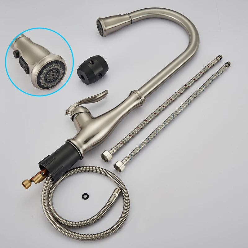 quyanre wanfan gappo high arch 3-way pull out kitchen sink faucet 3 funtions sprayer single lever mixer tap kitchen sink faucet4