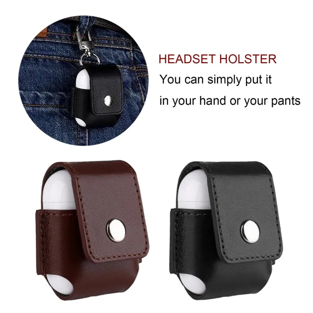 Small Wireless Bluetooth Earphone Protective Case PU Leather Shockproof Carrying Storage Bag Suitable For Apple Airpods | Электроника