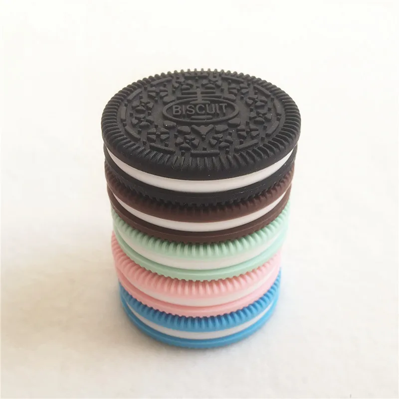 Chenkai 10 шт. BPA бесплатно силиконовые Oreo Cookie подвесной Прорезыватель для зубов ребенка печенье соски манекен кормящих сенсорные игрушки