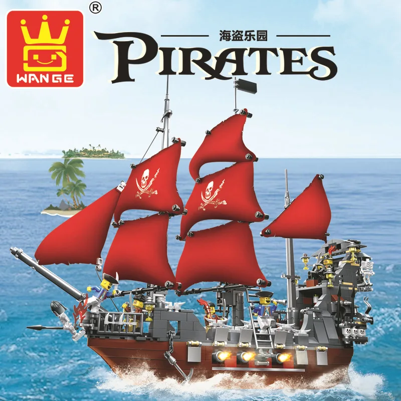 Model building kits compatible with font b lego b font city Pirates ship king 3D blocks